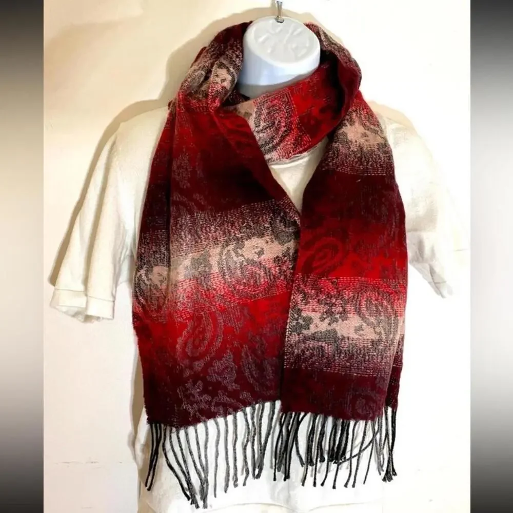 STEVE MADDEN Ombre Paisley Winter Scarf Muffler - Red
